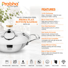 Prima Triply Kadhai Flat Bottom With Lid