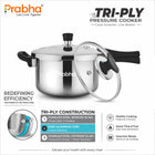 Triply Whizz Plus Pressure Cooker With Steel & Glass Lid