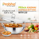 Prima Triply Capsule Bottom Kadhai With Lid