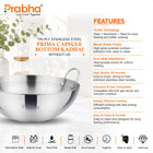 Prima Triply Capsule Bottom Kadhai Without Lid
