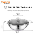 Tri-ply Hexa Cube Kadhai With Lid With Honeycomb Surface