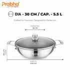 Tri-ply Hexa Cube Kadhai With Lid With Honeycomb Surface