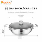 Tri-Ply Hexa Cube Kadhai with Glass Lid, Oil Drainer & Silicone Mat