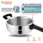 Tri-Ply Whizz Plus Hammered Pressure Pan with Steel & Glass Lid