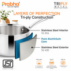 Prima Triply Stainless Steel Saucepan with Lid | Induction Compatible Cookware