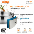 Prima Triply Capsule Bottom Kadhai Without Lid