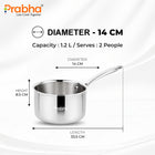 Prima Triply Stainless Steel Saucepan without Lid | Induction Compatible Cookware (Copy)