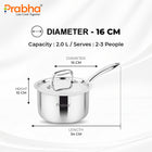 Prima Triply Stainless Steel Saucepan with Lid | Induction Compatible Cookware