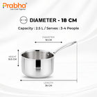 Prima Triply Stainless Steel Saucepan without Lid | Induction Compatible Cookware (Copy)