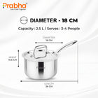 Prima Triply Stainless Steel Saucepan with Lid | Induction Compatible Cookware