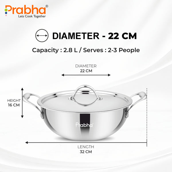 Prima Triply Deep Kadhai With Lid