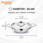 Prima Triply Kadhai Flat Bottom With Lid