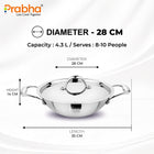 Prima Triply Kadhai Flat Bottom With Lid
