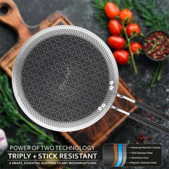 Tri-Ply Hexa Cube Stick-Resistant Roti Tawa Induction Friendly