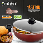 Astrid Nonstick Deep Kadhai With Glass Lid