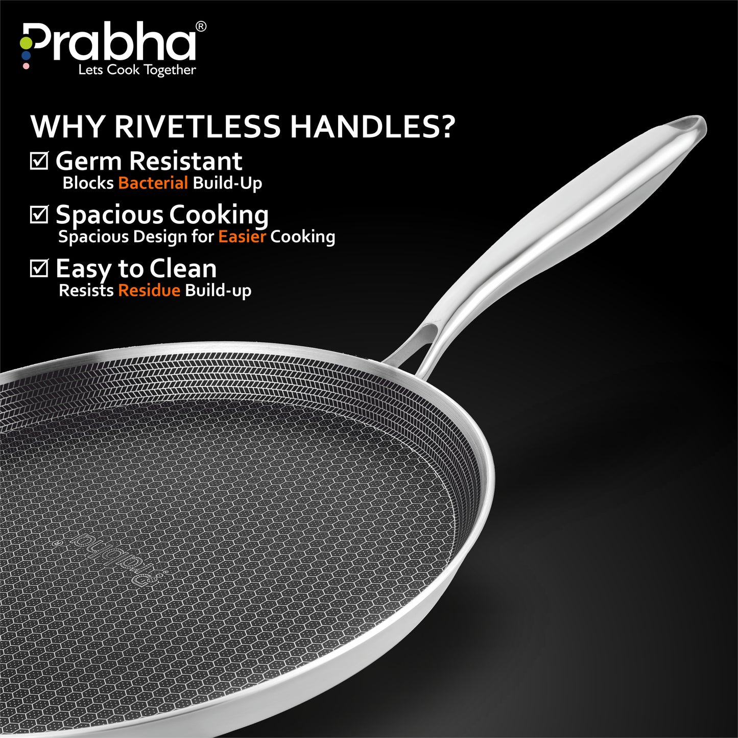 Tri-Ply Hexa Cube Stick-Resistant Dosa Tawa Induction Friendly