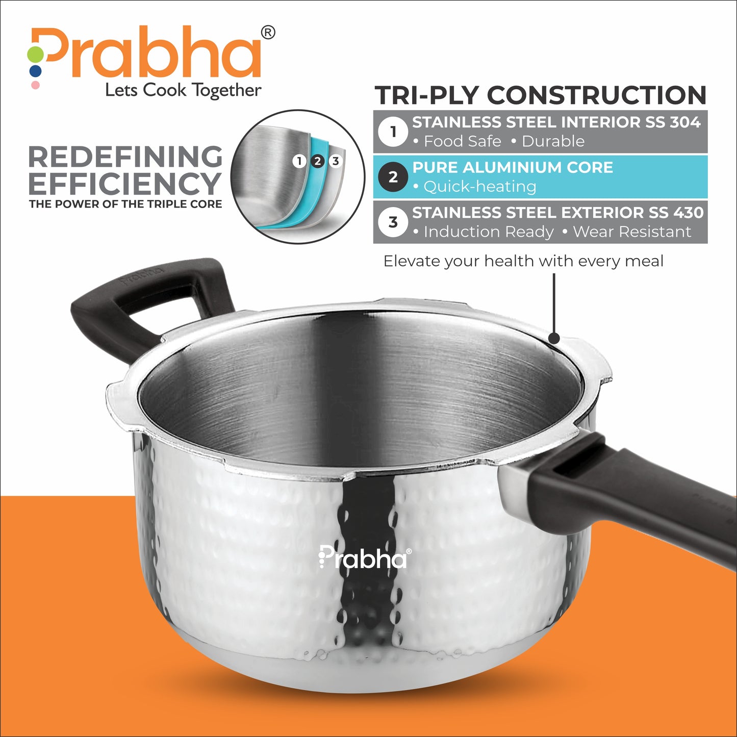 Triply Kalash Pressure Cooker Hammered