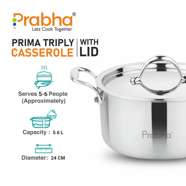 Prima Triply Casserole With Lid