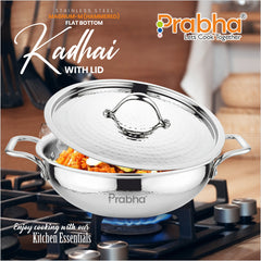 Magnum Flat Bottom Hammered Kadhai With Lid
