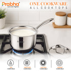 Prima Triply Stainless Steel Saucepan with Lid | Induction Compatible Cookware