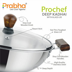 Prochef Deep Kadhai With Lid