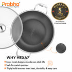 Tri-ply Hexa Cube Kadhai With Lid With Honeycomb Surface