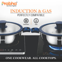 Omega Tri-Ply Extra Deep Kadhai With Glass Lid With Oil Drainer