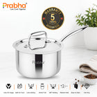 Prima Triply Stainless Steel Saucepan with Lid | Induction Compatible Cookware