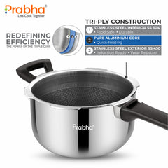 Triply Hexa Cube Stick Resistant Pressure Cooker with Honeycomb Surface