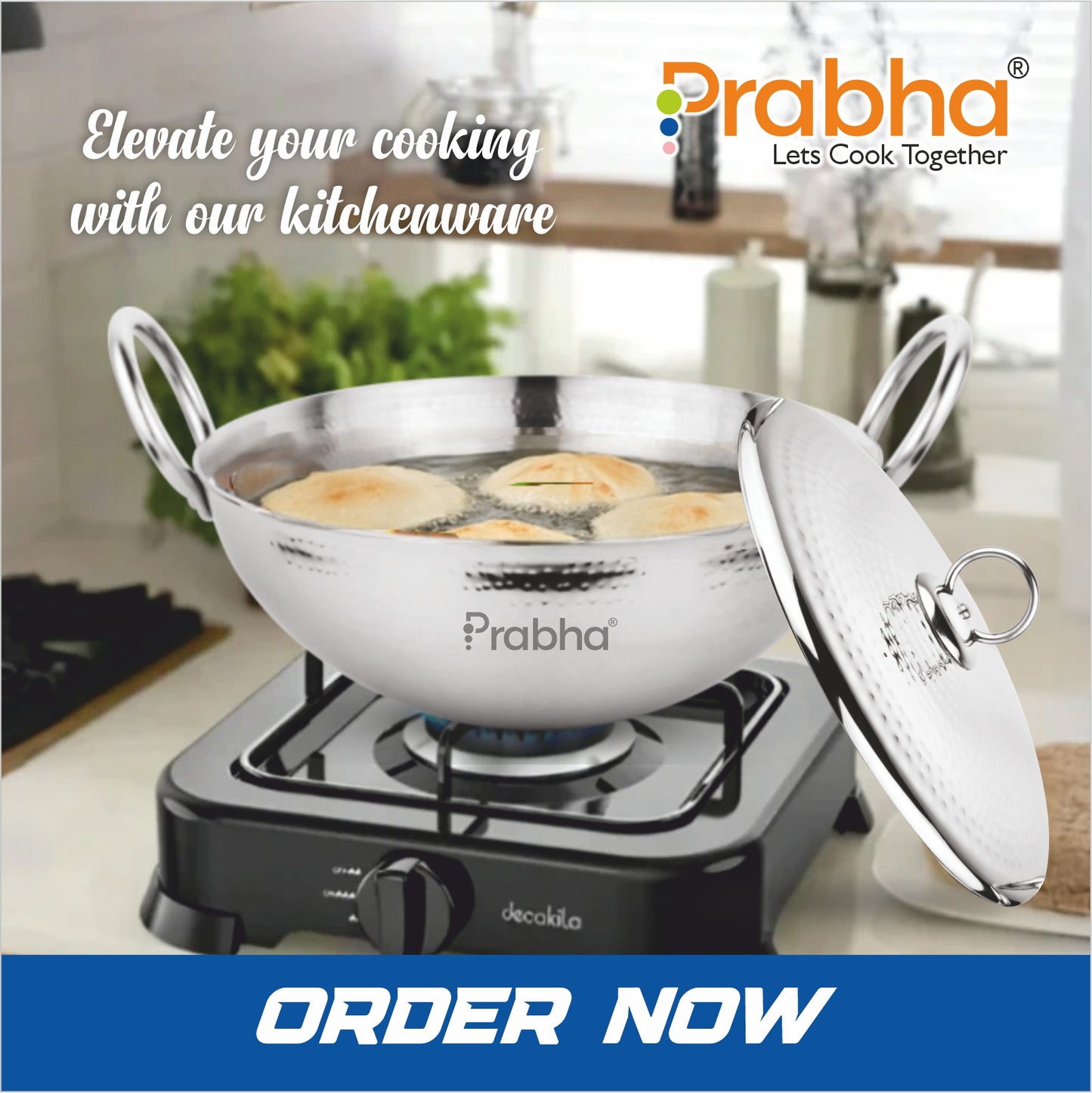 Magnum Capsule Bottom Hammered Kadhai With Lid