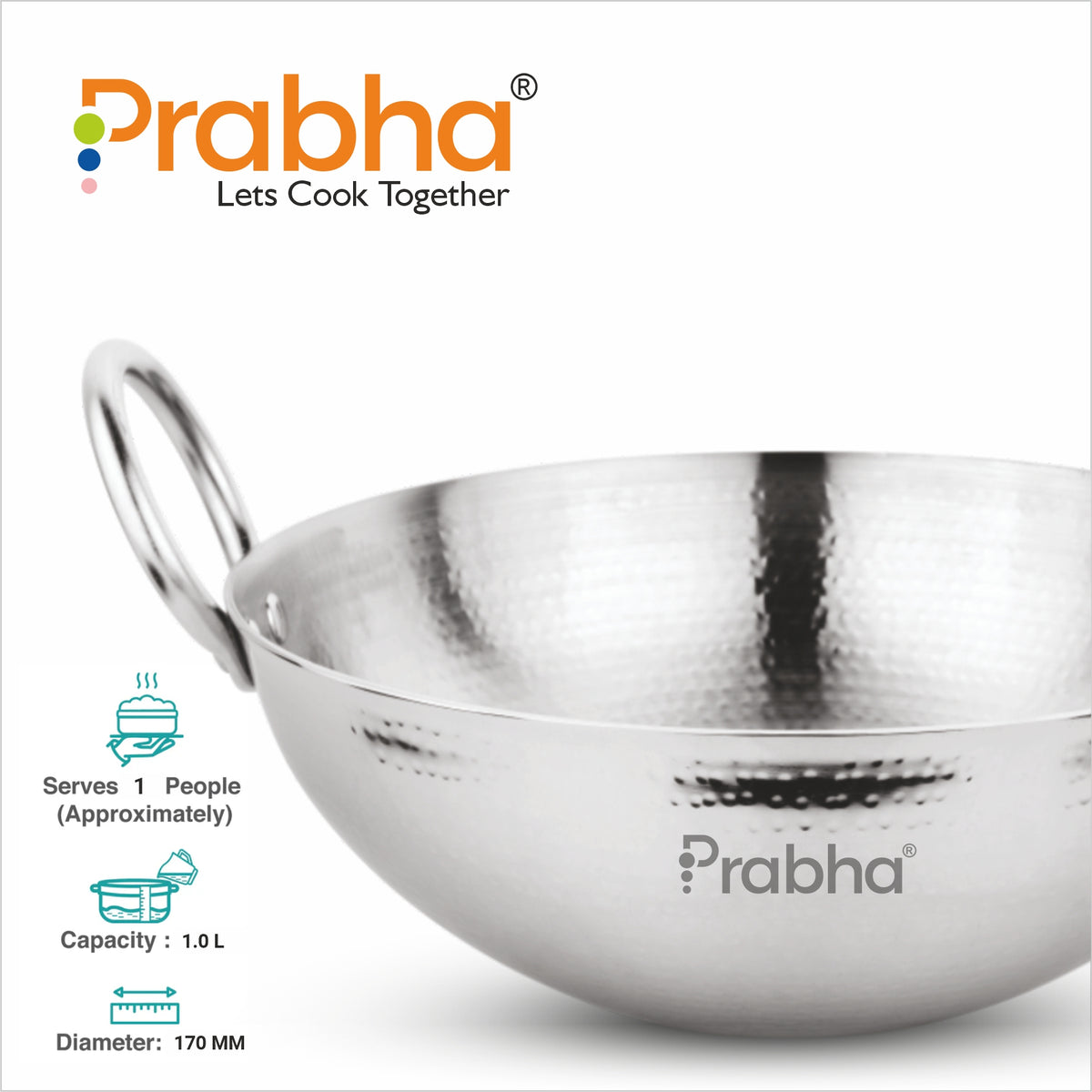 Magnum Capsule Bottom Hammered Kadhai Without Lid