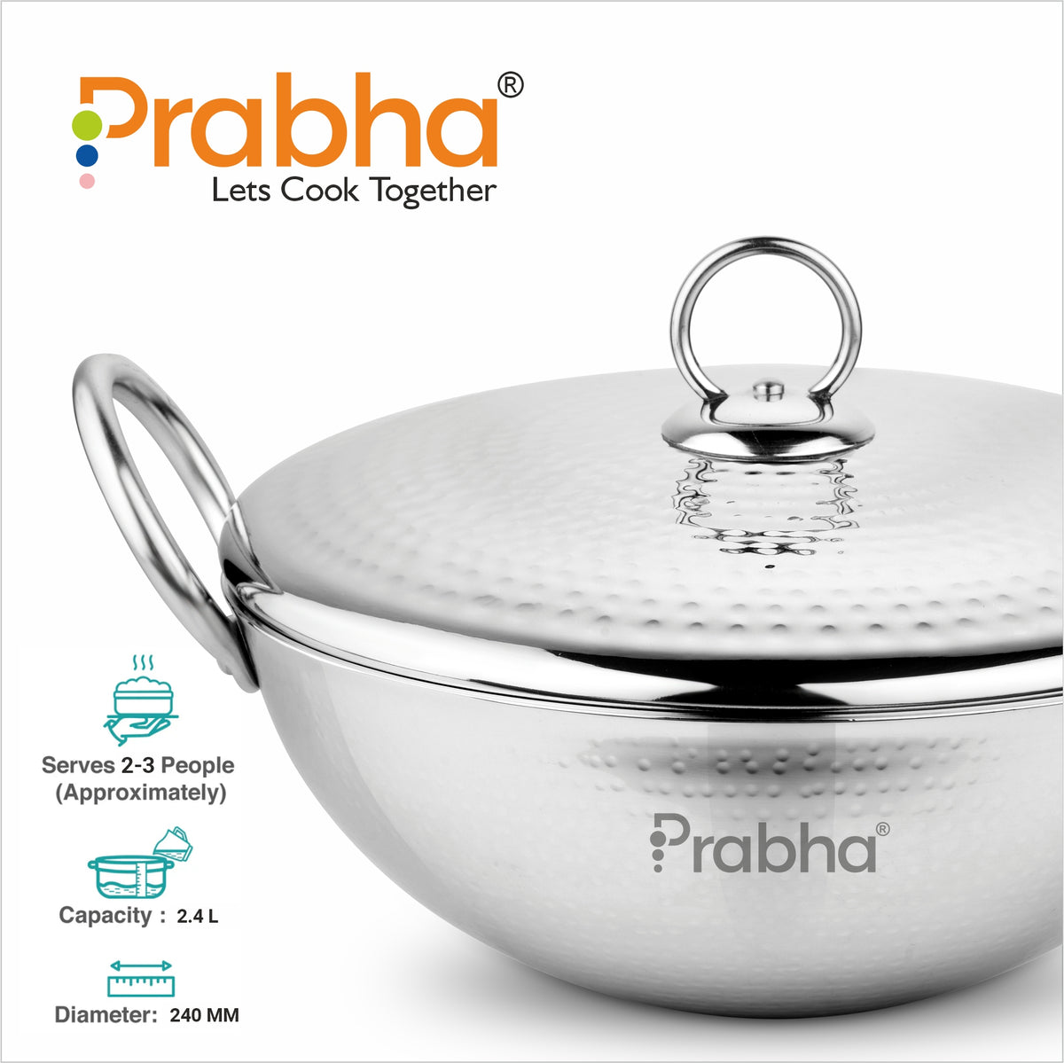 Magnum Capsule Bottom Hammered Kadhai With Lid