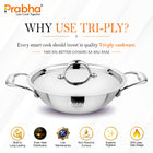 Prima Triply Kadhai Flat Bottom With Lid