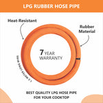 Load image into Gallery viewer, Prabha 1.5 M LPG Rubber Hose Pipe with Reinforced Steel Wire, ISI Certified (Orange) 7 Years Warranty (Hose Pipe Pouch Packing)
