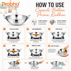 Prima Triply Capsule Bottom Kadhai Without Lid