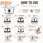 Prima Triply Stainless Steel Saucepan with Lid | Induction Compatible Cookware