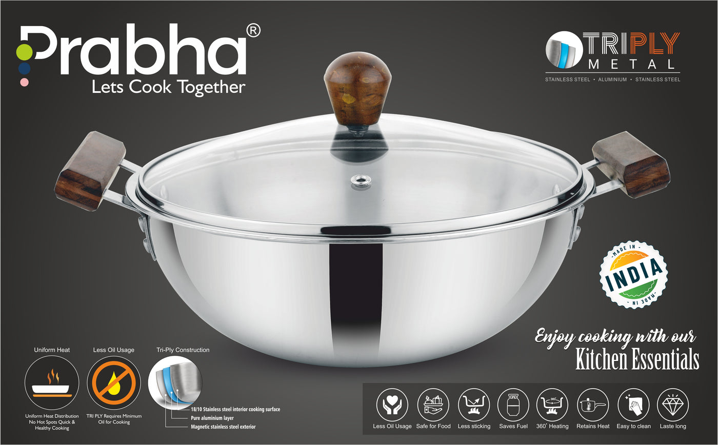 Prochef Deep Kadhai With Lid