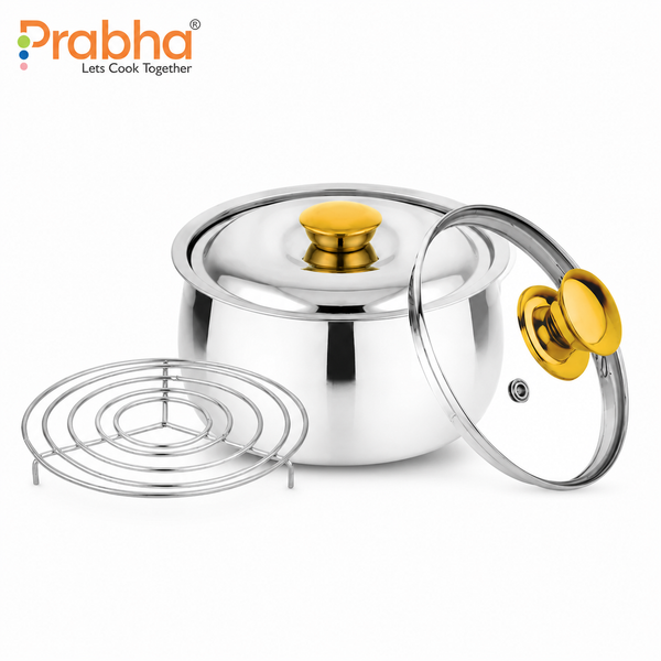 Annapurna Casserole Belly With Steel & Glass Lid