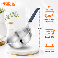 Omega Tri-Ply Mini Wok Without Lid