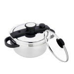 गैलरी व्यूवर में इमेज लोड करें, Prabha Cook-on Outer Lid Stainless Steel Pressure Cooker | Deep Lid controls spillage | Pressure Indicator | Anti-bulge Base | Cool Touch Weight | Gas &amp; Induction Base compatible | 5 years warranty
