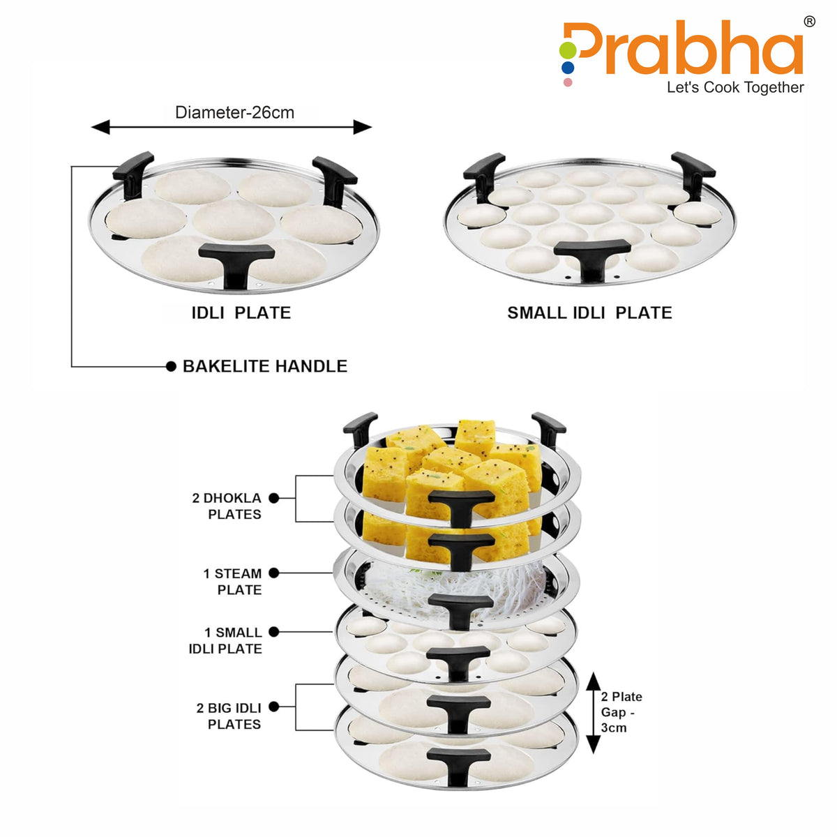Grace Ib Multi Kadhai Hammered with 6 Plates - Prabha