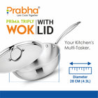 Prima Triply Wok With Lid