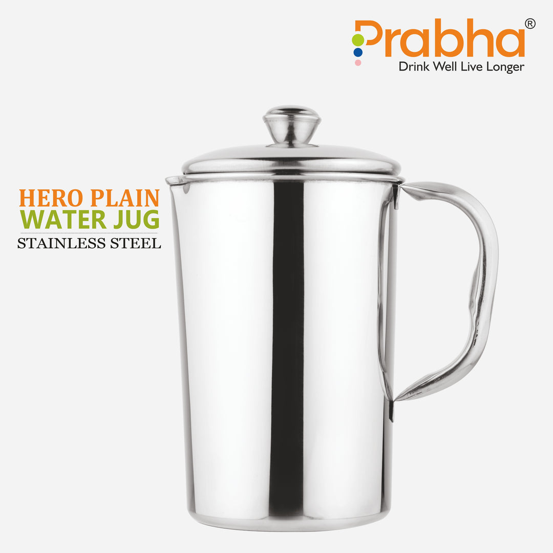 Stainless Steel Plain Hero Water Jug With Lid And Handle Capacity 2.3 L