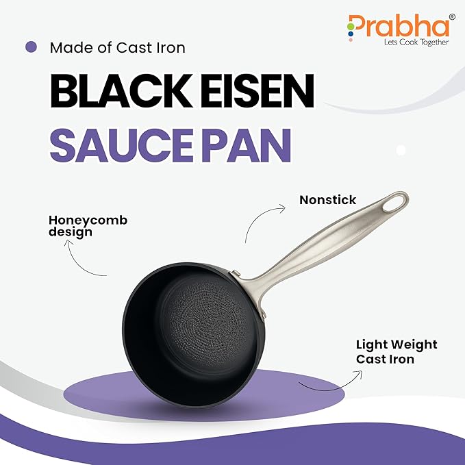 Black Eisen Cast Iron  Saucepan With Steel Handel
