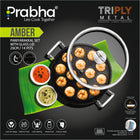 Amber Tri-ply Stainless Steel Stick-Resistant Paniyarakal With 14 Pits 26cm