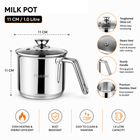 Elara Luxe Tri-Ply Cookware Combo - Roti Tawa, Mini Coffee Warmer & I.B Milkpot