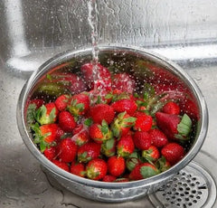 Prabha Colander Stainless Steel Strainer Sieves 30cm | Kitchen Strainer with Handle-Essential Kitchen | Colanders Bowl, Basket | Colander for Rice Straining Washing Fruits, Vegetables