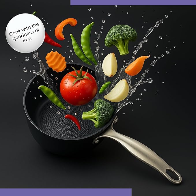 Black Eisen Cast Iron  Saucepan With Steel Handel