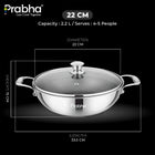 Tri-ply Hexa Cube Kadhai With Lid With Honeycomb Surface