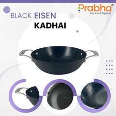 Black Eisen Cast Iron Kadhai With Steel Handel